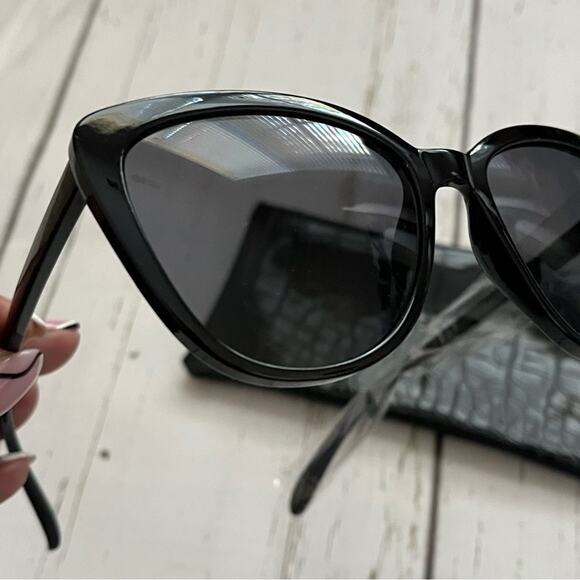 Rachel Zoe Nina Cat Eye Sunglasses Black New - Picture 4 of 9